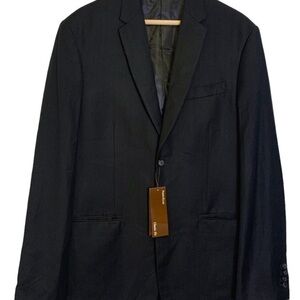 Perry Ellis blazer suit jacket black pinstripe classic fit size 44 long